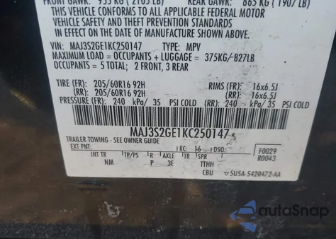 2019 Ford Ecosport Se from USA, damaged, VIN MAJ3S2GE1KC250147